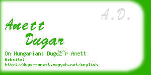 anett dugar business card